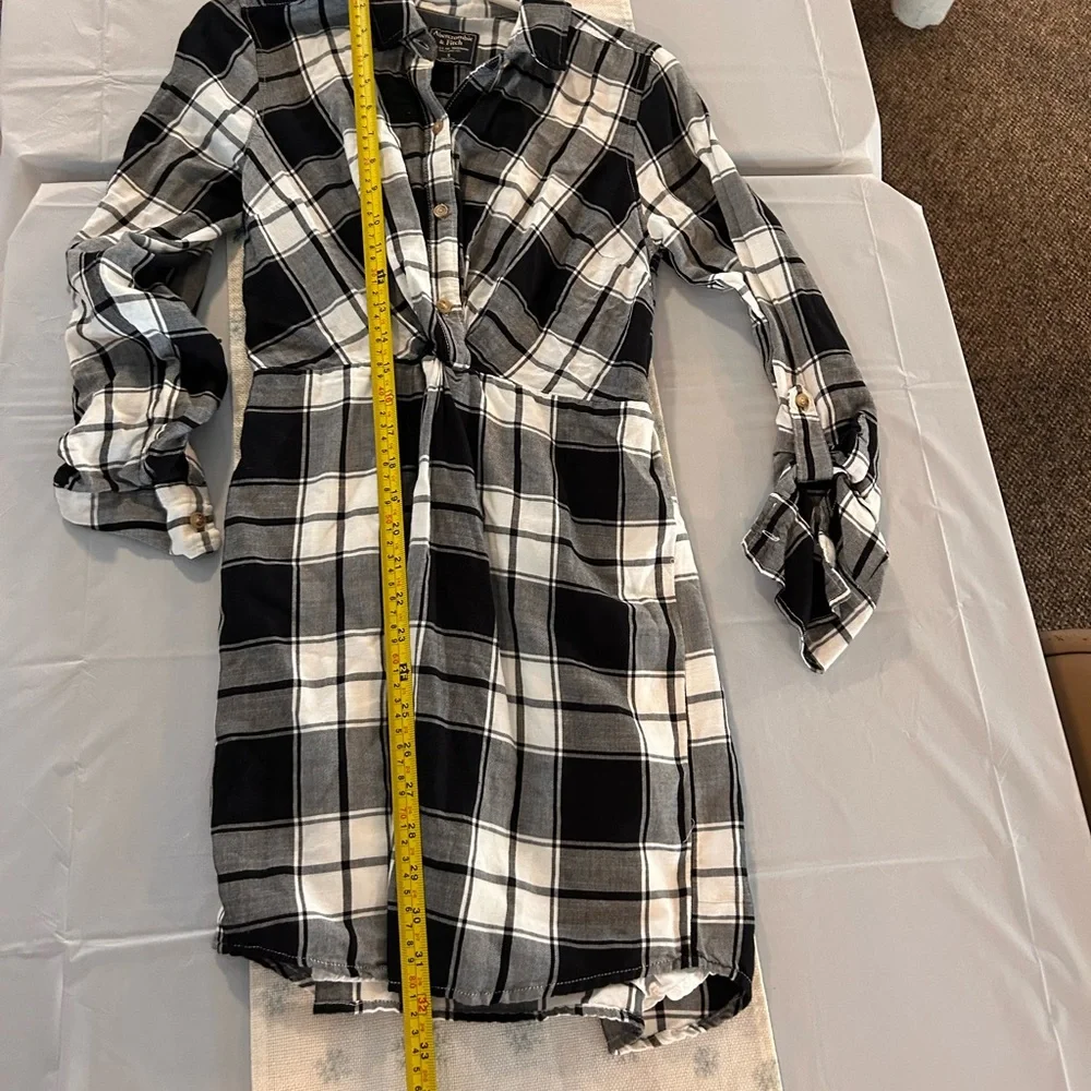 abercrombie‎ & fitch dress small Black And White Plaid Buttons in Front Babydoll